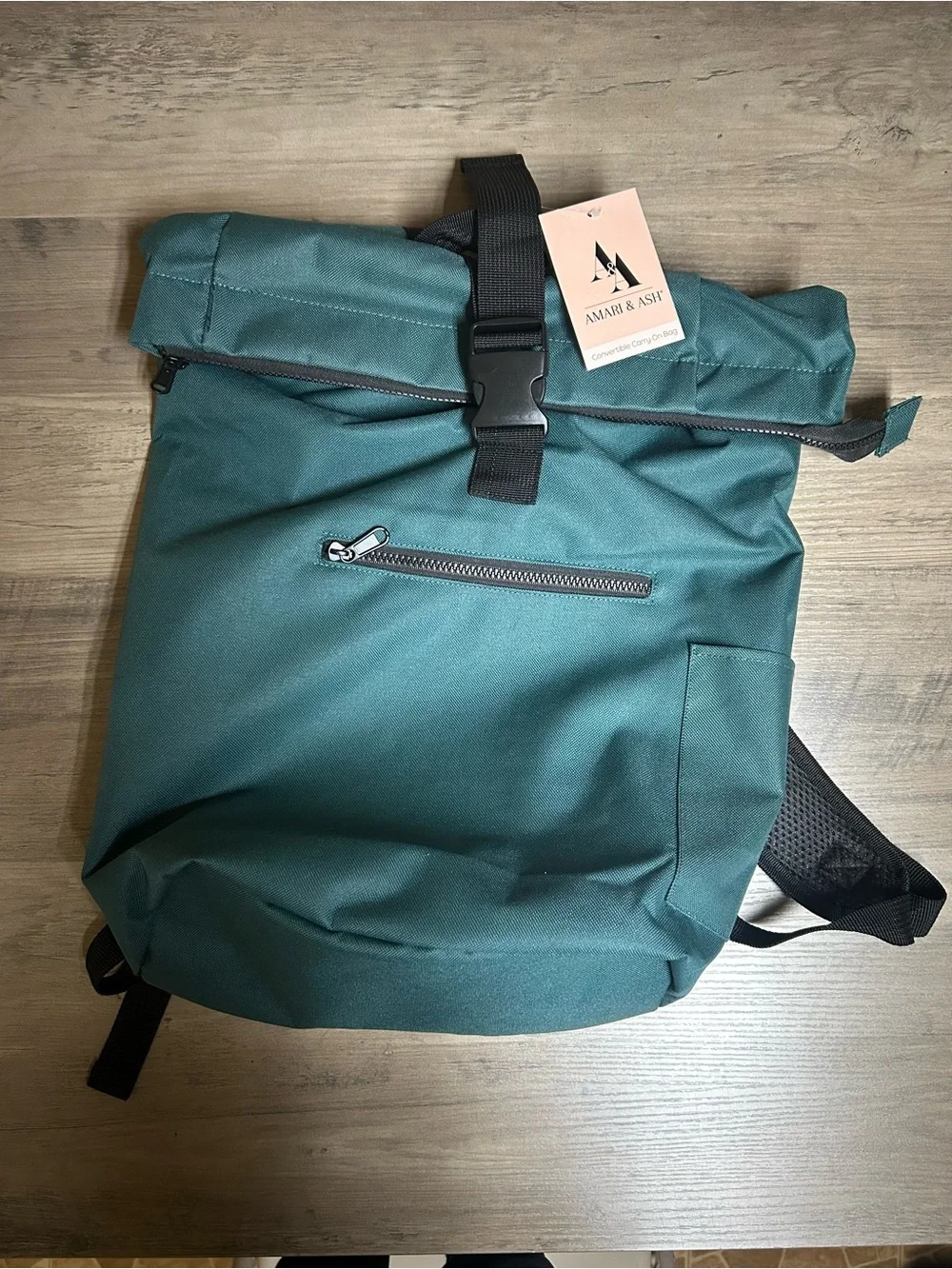 Amari & Ash Teal Roll-Top Backpack for Men